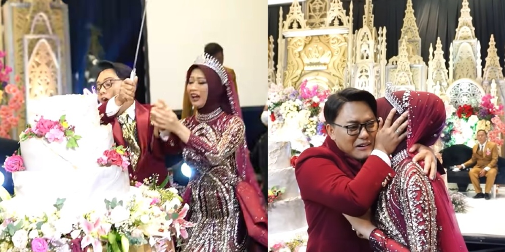 Detik-Detik Kue Pernikahan 2 Meter Danang DA Ambruk, Sang Istri Syok dan Nangis