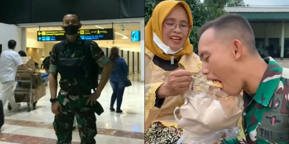 Boys Will be Boys: Anggota TNI Gagah Ini Masih Seperti Anak-Anak di Depan Ibunya, Lihat Videonya Saat Disuapi