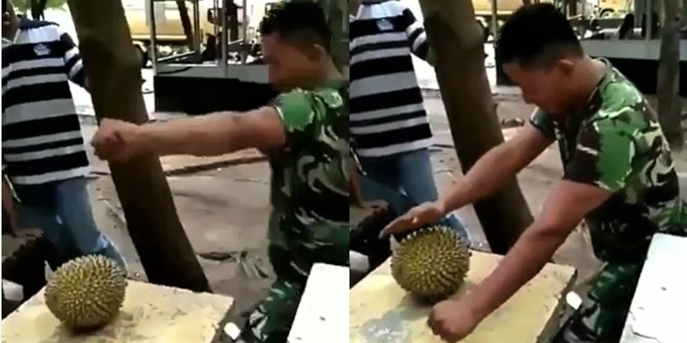 Viral Pria Belah Durian dengan Tangan Kosong, Endingnya Bikin Ngilu, Lihat 8 Potretnya!
