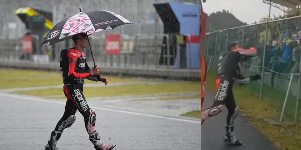 Video Pembalap MotoGP Aleix Espargaro Tepati Janji Lempar Helm ke Penonton