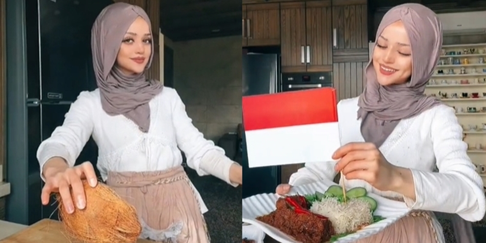 8 Potret Food Vlogger Cantik Asal Lebanon yang Viral Masak Rendang, Paras Mirip Barbie Disorot!
