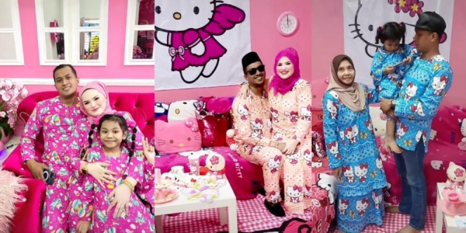 Viral, Satu Keluarga Kompak Pakai Baju Lebaran Bertema Hello Kitty Tiap Tahun