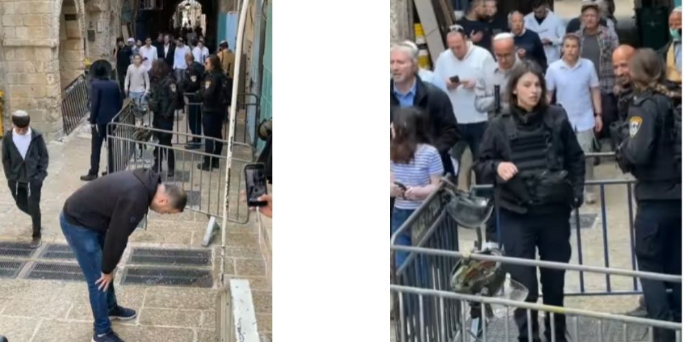 Miris! Pria Palestina Sholat di Jalan karena Dilarang Masuk Masjid Al Aqsa, Malah Ditertawakan Tentara Israel
