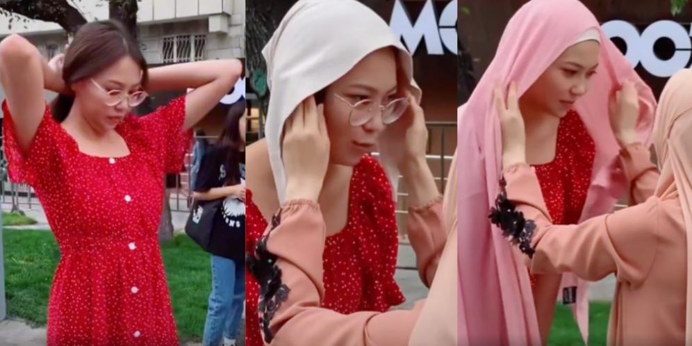 Eksperimen Sosial Dipakaikan Hijab, Wanita Non-Muslim di Belgia Ini Langsung Menangis Haru