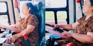Viral Video Emak-Emak Berdaster Jadi Sopir Bus PO Haryanto, Tangguh Garap Rute Jauh!