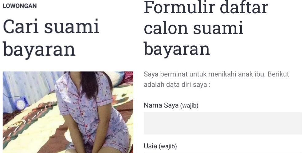 Pas Buat Jomblo! Formulir Pendaftaran Calon Suami Bayaran, Syarat Mudah dan Dikontrak 2 Tahun Dapat Uang Rp50 Juta