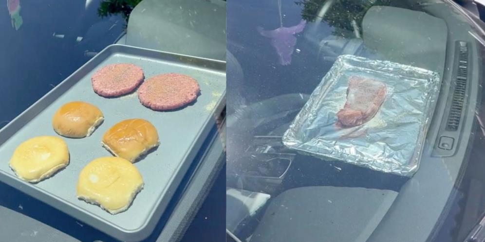 Viral Saking Panasnya Cuaca, Bule Bikin Hamburger dan Panggang Steak Cuma Pakai Sinar Matahari