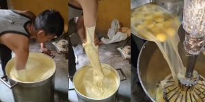 Proses Pembuatan Kue yang Menjijikkan, Aduk Adonan Pakai Tangan Sampai Siku, Mesin Mixernya Berkarat dan Berdaki