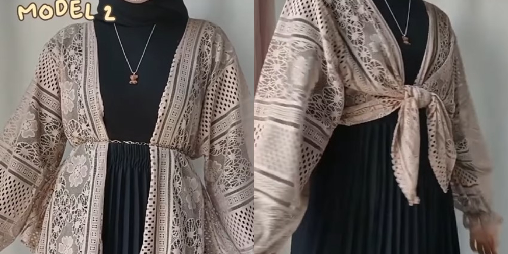 Tips Padu Padan Fesyen Polos dengan Outer Renda Brukat, Dijamin Makin Stylish