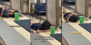 Bikin Terenyuh, Video Viral Bocah Tidur di Emperan Minimarket hanya Ditemani Seekor Kucing