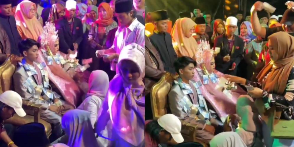 Enaknya Jadi Pengantin di Madura, Duduk Manis Berkalung Lembaran Uang Rp50 Ribu Terus Disawer Tamu bak Biduan Dangdut