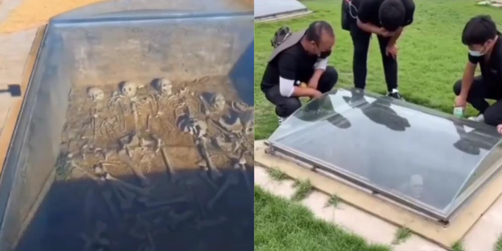 Penampakan Makam Unik tapi Seram, Ditutup Kaca Tembus Pandang, Jasad Tinggal Tulang Belulang Penghuni Kubur Terlihat Jelas