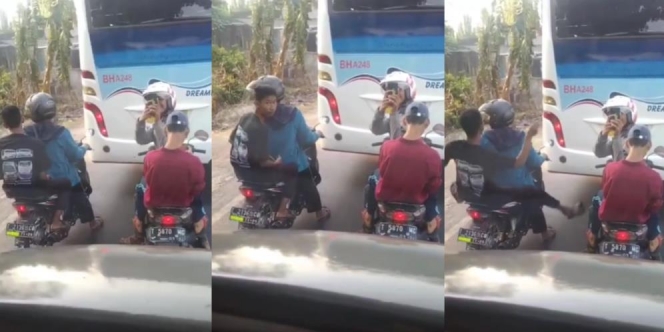 Reaksi Kocak Pemuda Dengar Klakson Saat Lagi Asyik Dibonceng, Netizen: Motornya Ikut Kaget