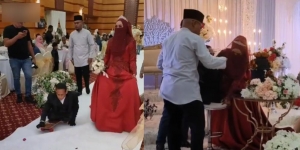 Viral Pernikahan Wanita dengan Pria yang Memiliki Keterbatasan Fisik, Momen Istri Bantu Suami Naik Kursi Bikin Haru
