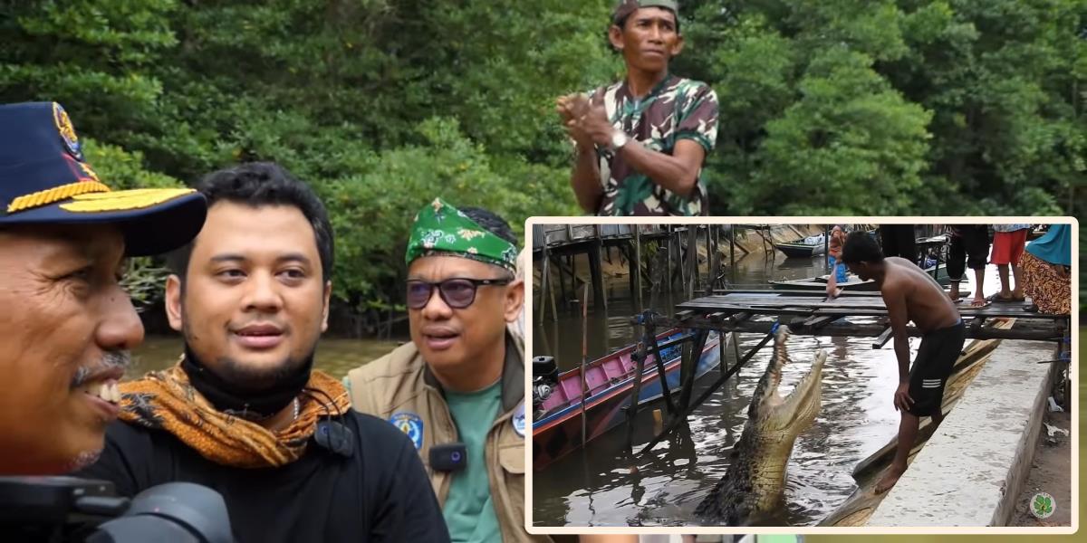 Panji Petualang Nekat Temui Buaya Muara Riska Sepanjang Empat Meter, Cara Panggilnya Kayak Bapak sama Anaknya