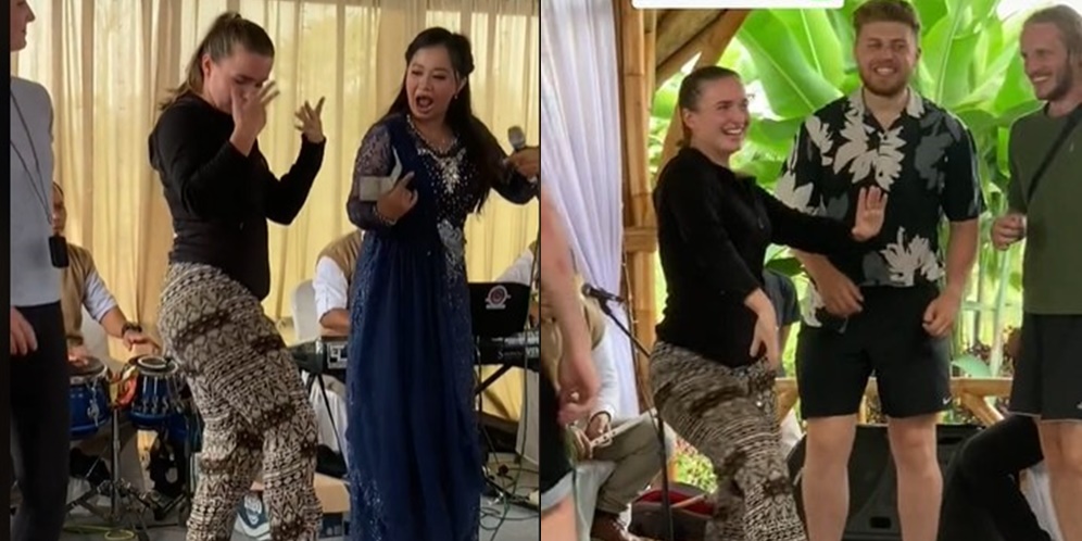 Potret Cewek Bule Joget Dangdut di Acara Hajatan, Gerakaannya Lincah Banget, Sang Biduan Kalah Jauh!