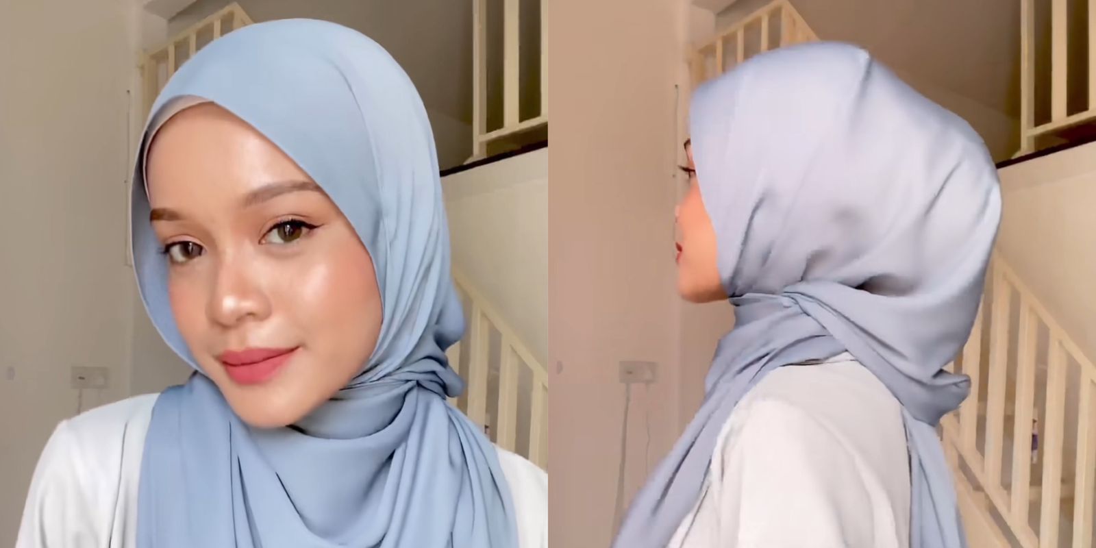 Hijab Hack Styling Pashmina Rapi dari Depan dan Belakang Menggunakan Karet