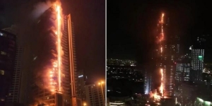 Seperti Neraka, Apartemen 35 Lantai Dekat Gedung Tertinggi di Dunia Terbakar Hebat