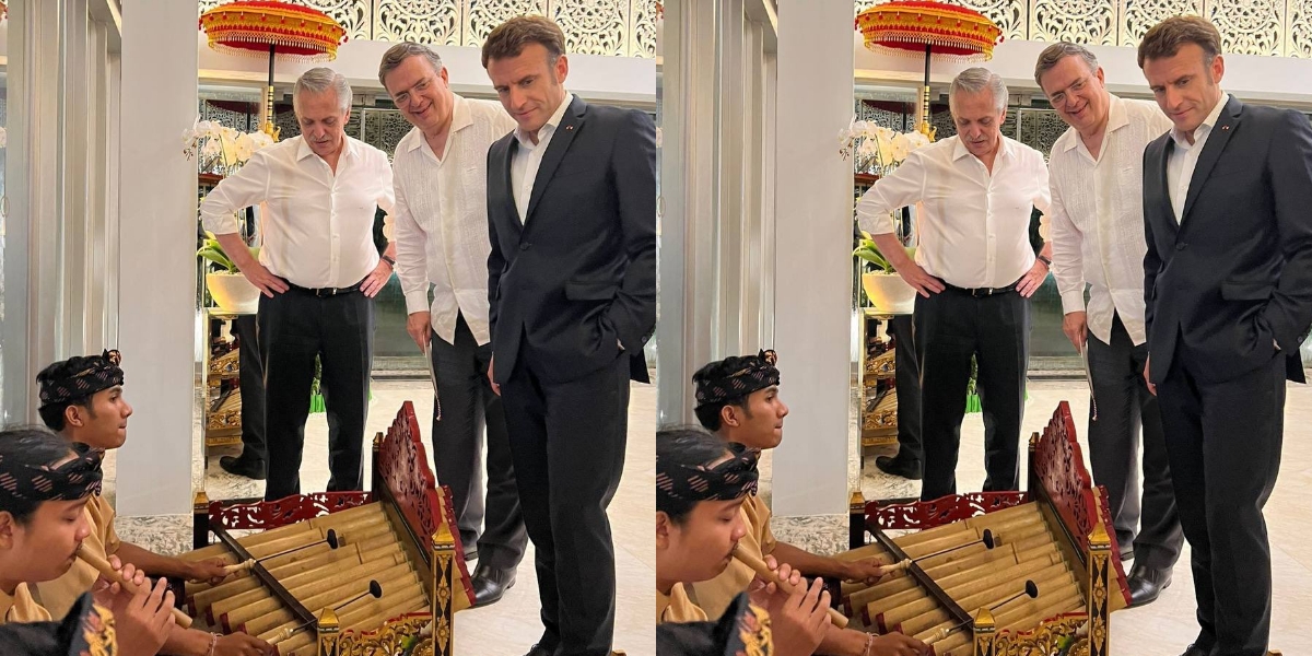 Viral Momen Presiden Prancis Emmanuel Macron Penasaran Jajal Gamelan Bali di G20