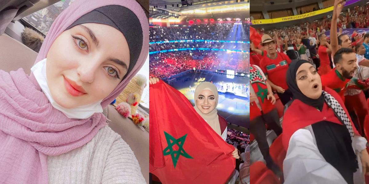 Potret Suporter Cantik Maroko yang Bikin Klepek-klepek Netizen +62, Hijaber yang Dipuji Bagai Bidadari dari Surga