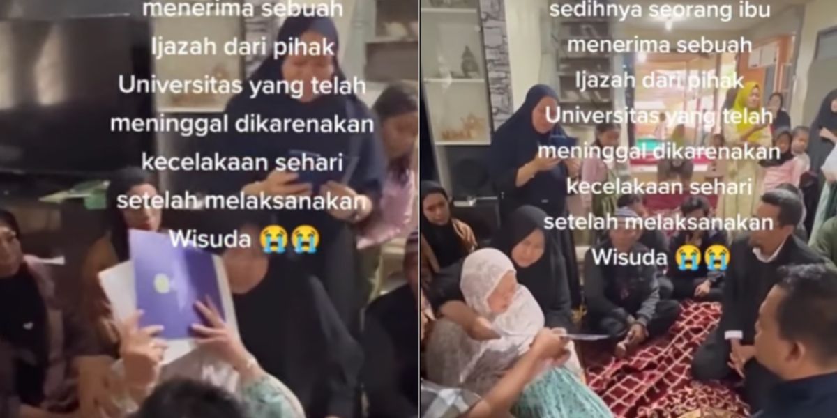 Pilu! Momen Ibu Menangis Histeris Terima Ijazah Anak yang Meninggal Sehari setelah Wisuda