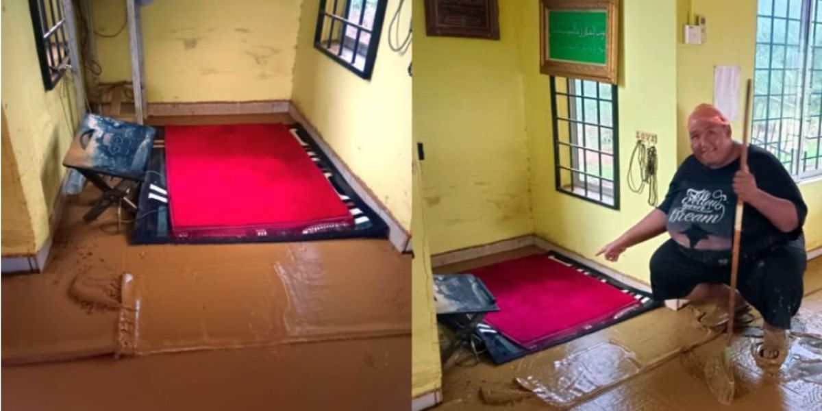 Seluruh Bagian Mushola Terendam Banjir, tapi Ajaibnya Karpet Imam Tetap Bersih Tanpa Lumpur