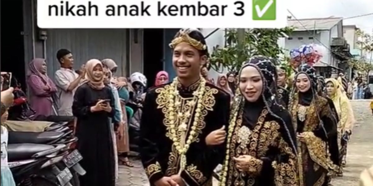 Viral Pernikahan Wanita Kembar 3 Bak Nikah Massal Antre Naik Pelaminan