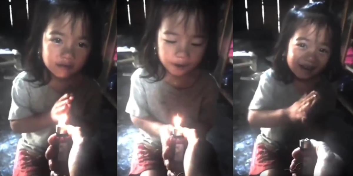 Bikin Terenyuh! Bocah Perempuan Ulang Tahun Cuma Bisa Tiup Korek Api Ayahnya Sebagai Pengganti Lilin