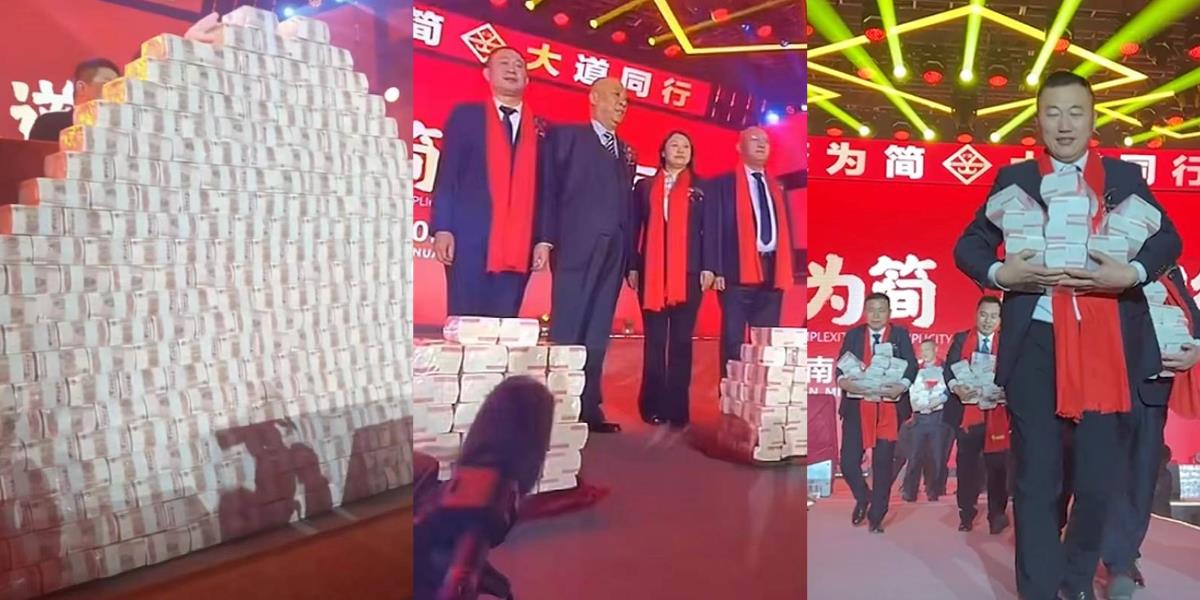 Viral Perusahaan Pamer Bonus Akhir Tahun dalam Bentuk Gepokan Uang Setinggi 2 Meter, Karyawan Terbaik Bawa Pulang Rp11 M