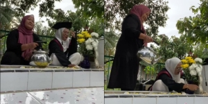 Kisah Pilu Mahasiswi Datangi Kuburan di Hari Wisuda, Menangis Histeris Pakai Toga di Makam Ayah