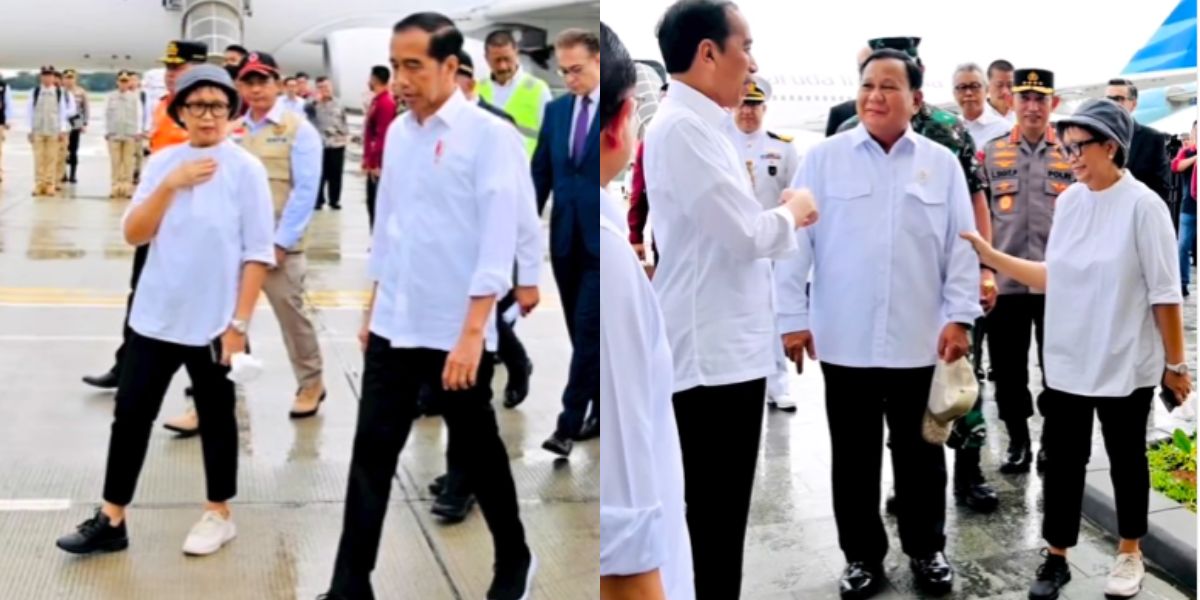 Gaya Nyentrik Menlu Retno Marsudi Pakai Sepatu Beda Warna Hitam Putih Saat Dampingi Jokowi, Matching dengan Pakaian