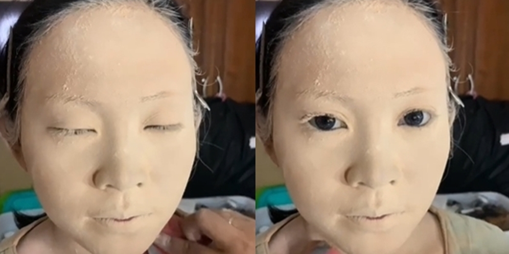 Transformasi Makeup Pengantin yang Viral, Wajah Bak Ditepungin, Hasilnya Mirip Boneka Porselen