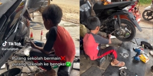 Video Viral Bocah Oprek Sepeda Motor, Skill Montirnya Melampaui Usia