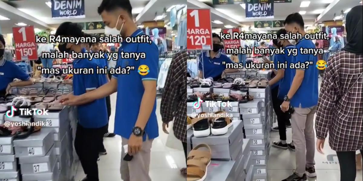 Pria Ini Heran Banyak Pengunjung Mal Tanya Ukuran Sandal dan Baju Kepadanya, Setelah Lihat Kausnya Baru Sadar dan Ngakak Sambil Nahan Malu