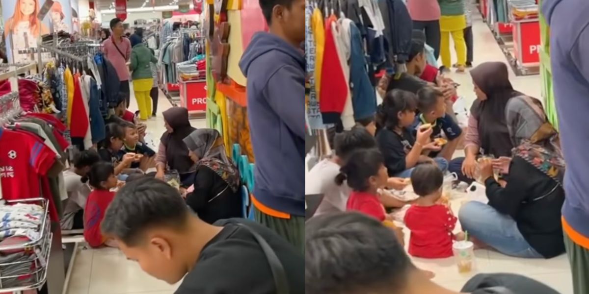 Bukan Taman, Keluarga Ini Malah Piknik di Lantai Mal Makassar, Santai Lesehan Sambil Makan