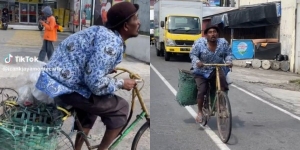Momen Haru Perjuangan Bapak Kayuh Sepeda Butut Roda Belakang Tinggal Velg Besi Tanpa Ban, Dipaksa Jalan demi Bisa Kerja