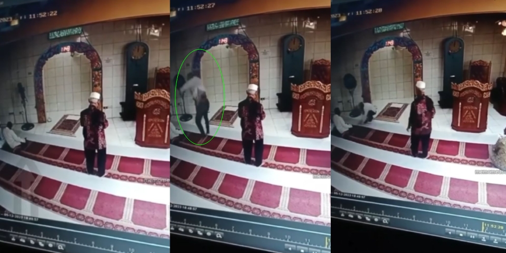 Brak! Jemaah Terkejut Muncul Pemuda `Spiderman` dari Atas Masjid, Setelahnya Terpincang Seperti Tahan Sakit