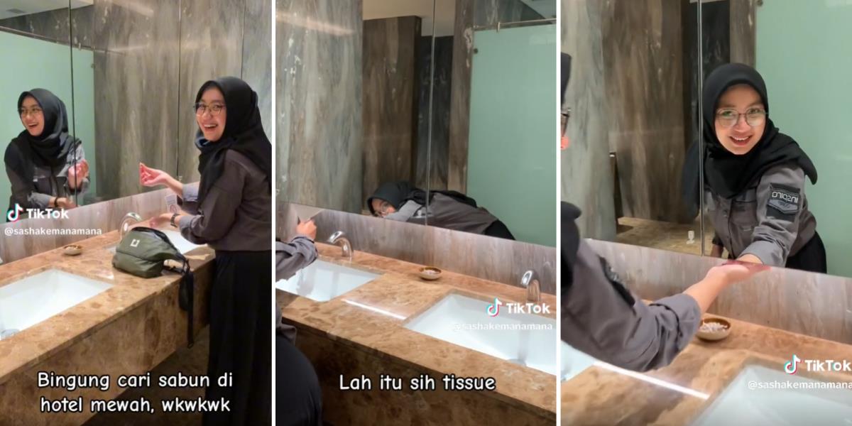 Momen Kocak Gadis dari 'Kampung' Bingung Cari Sabun Usai Cuci Tangan di Toilet Hotel Mewah di Ibukota: 'Maklum Kaum Sabun Batang'