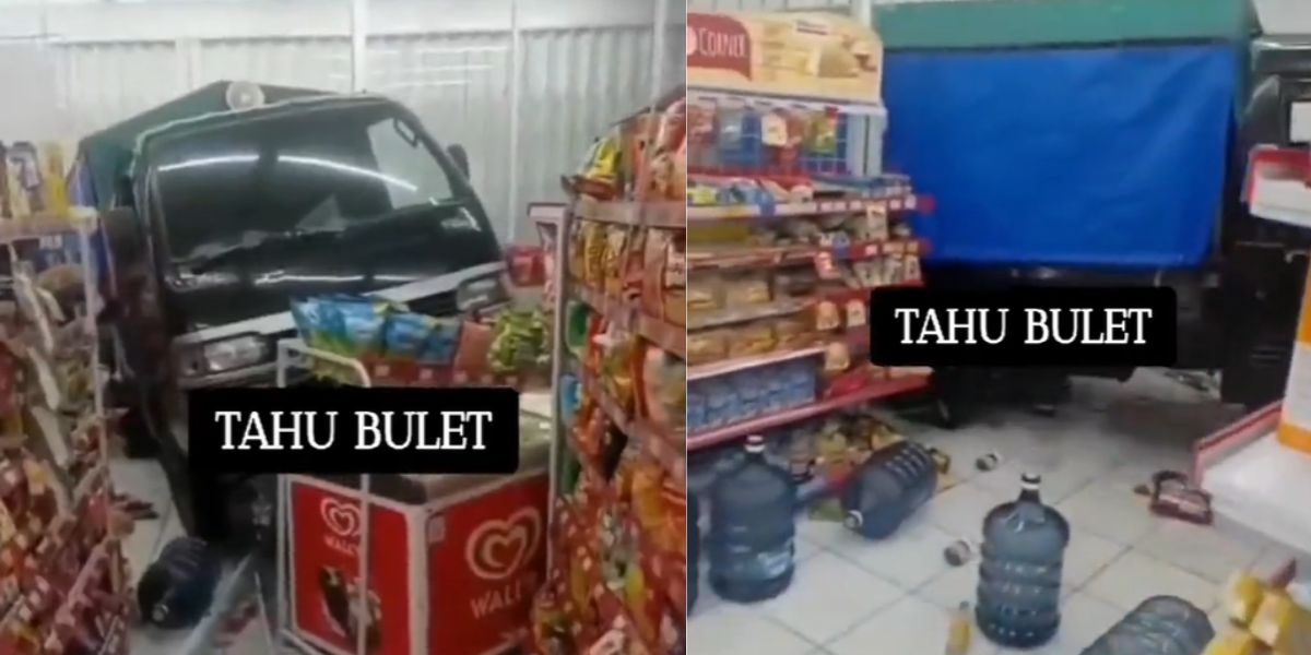 Mobil Tahu Bulat Nabrak Minimarket Dagangan Langsung Porak Poranda