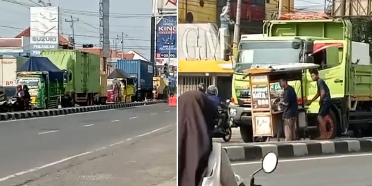 Terlihat Antrean Panjang Kendaraan Terjebak Kemacetan, Penyebabnya Bikin Ngakak Sekaligus Emosi: Sopir Truk Berhenti Buat Beli Siomay