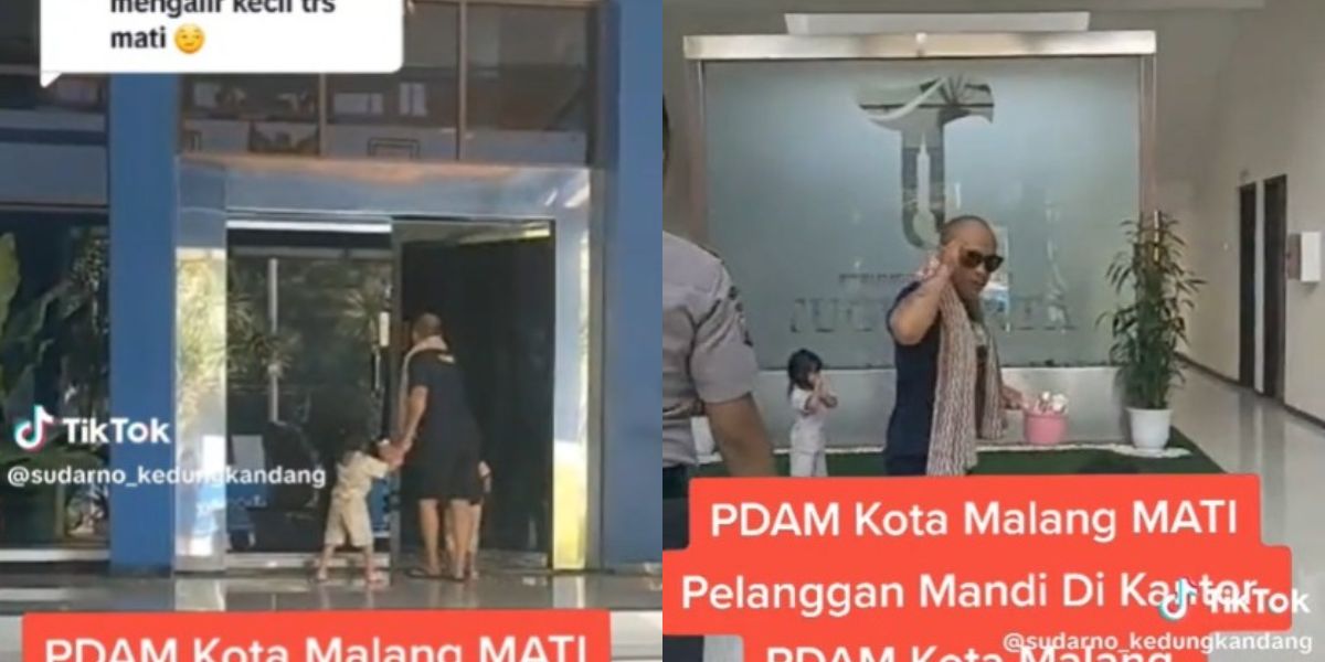 Air PAM Mati, Pria Ini Ajak Anak dan Istri Mandi serta Cuci Baju di Kantor PDAM, Videonya Viral