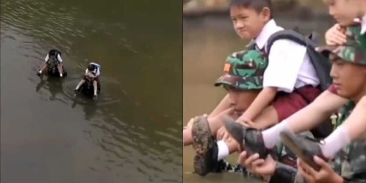 Video Viral Prajurit TNI di Perbatasan Gendong Anak SD Seberangi Sungai, Tangan Rela Jadi Alas Sepatu Biar Tak Basah