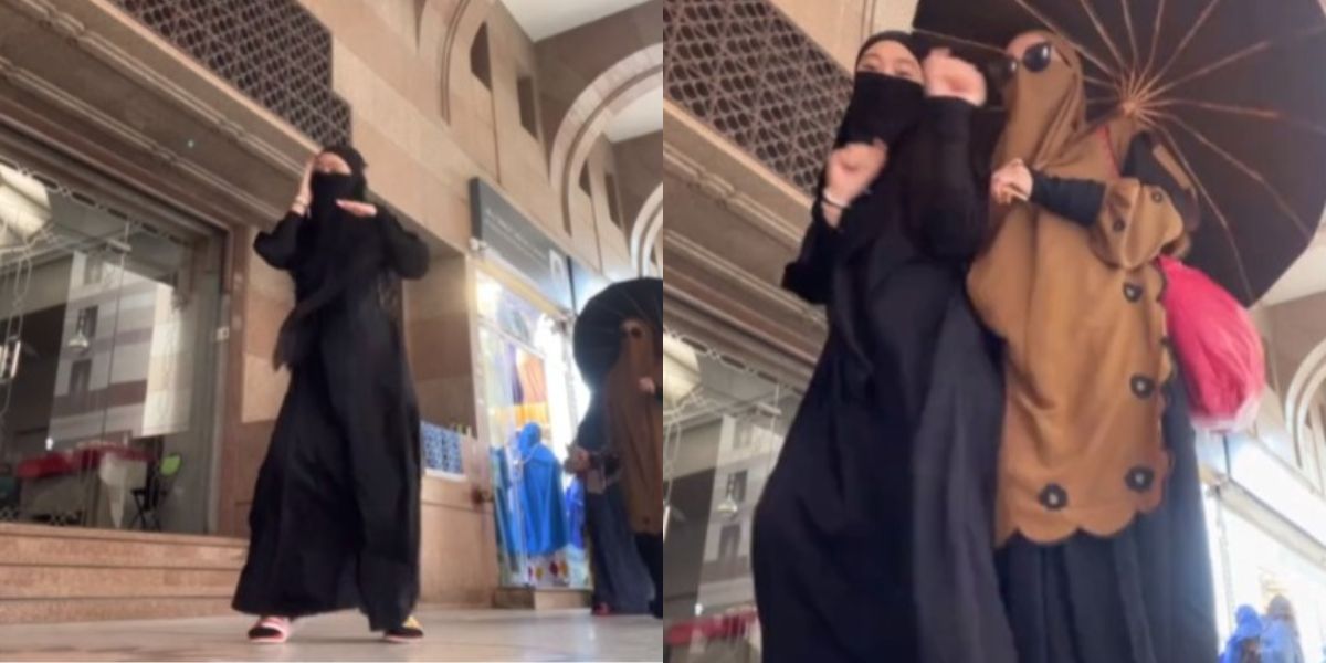 Viral Wanita Bercadar Asal Indonesia Joget TikTok di Tengah Jalan Tanah Suci, Warganet: Aku yang Malu