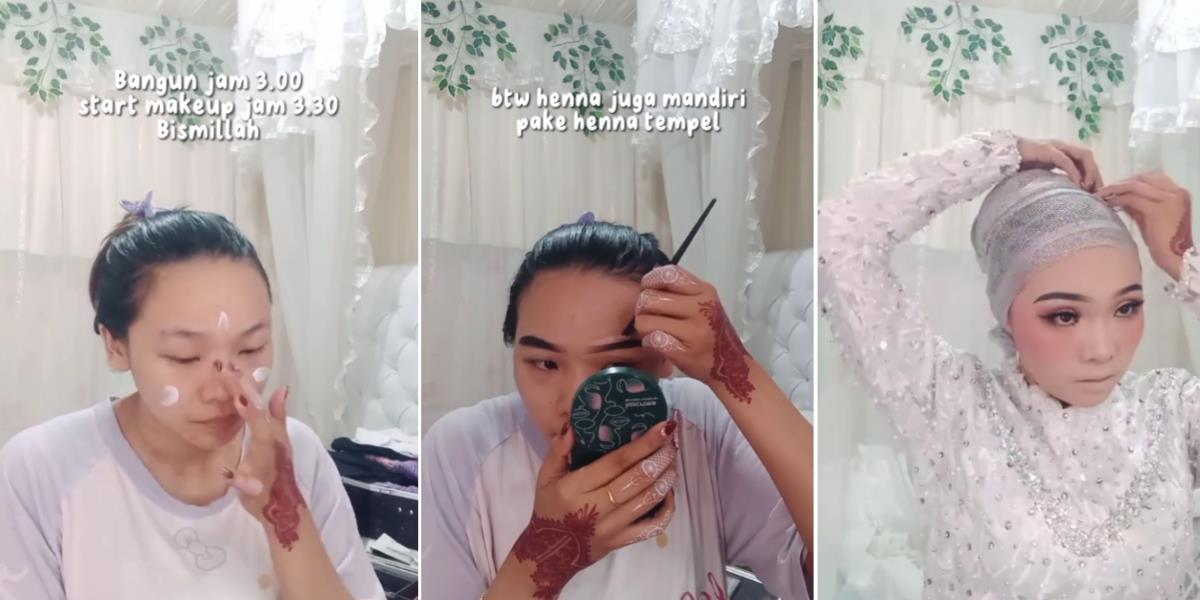 Wanita Ini Makeup Sendiri di Hari Pernikahannya dari Jam 4 Subuh, Hasilnya Bikin Pangling dan Sepintas Mirip Idol K-Pop