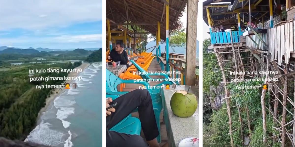 Ngeri! Kondisi Warung di Lokasi Wisata Puncak Geurutee Aceh, Berada di Ketinggian Puluhan Meter Cuma Disangga Batang Kayu Kurus