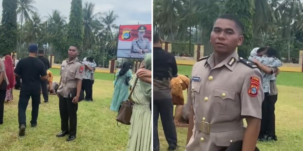 Momen Lulusan Bintara Polisi Mematung Sendirian di Saat Rekan Lepas Rindu dengan Keluarga, Kenyataannya Jauh Lebih Mengharukan