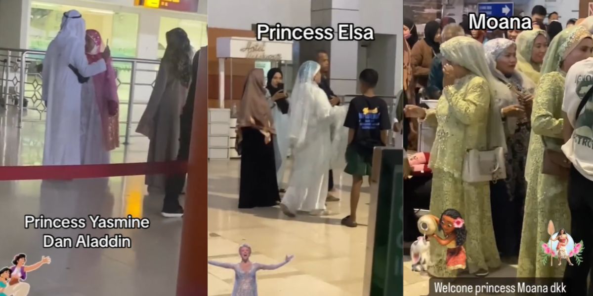 Viral Kepulangan Rombongan Haji Serasa Parade Film Disney, Ada yang Cosplay Rapunzel hingga Aladdin