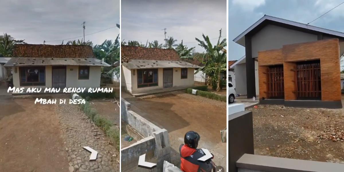 Renovasi Rumah Tua Milik si Mbah di Desa, Berubah Jadi Modern Minimalis dengan Jendela Depan Unik Kayak Pagar