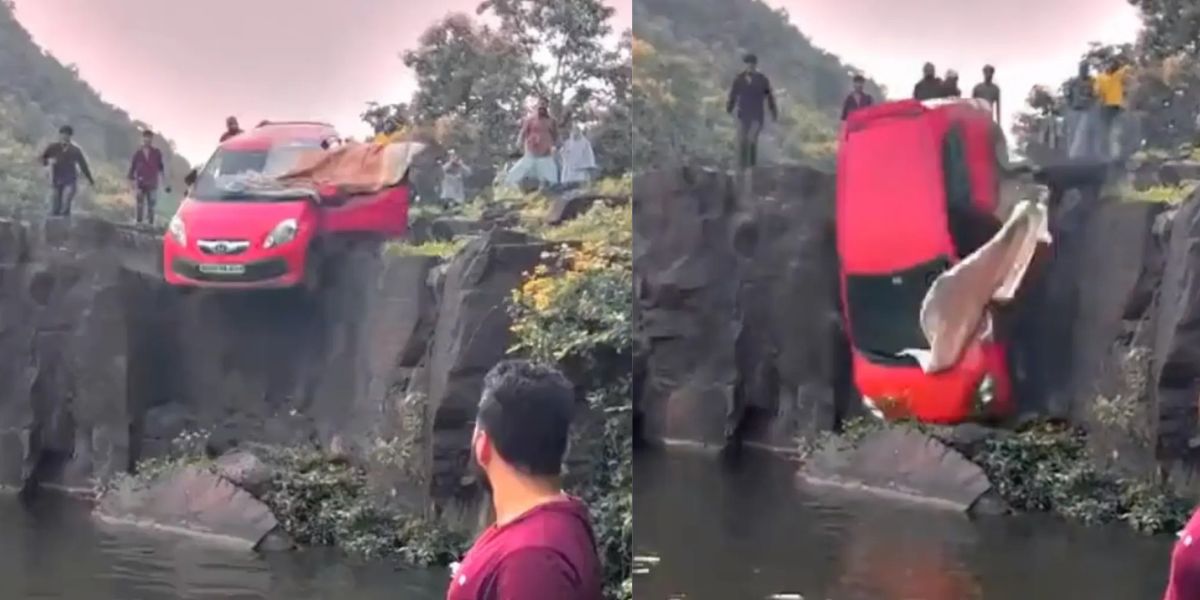 Detik-Detik Mobil 'Lompat' dari Tebing Air Terjun, Bocah Kecil di Dalam Teriak Histeris