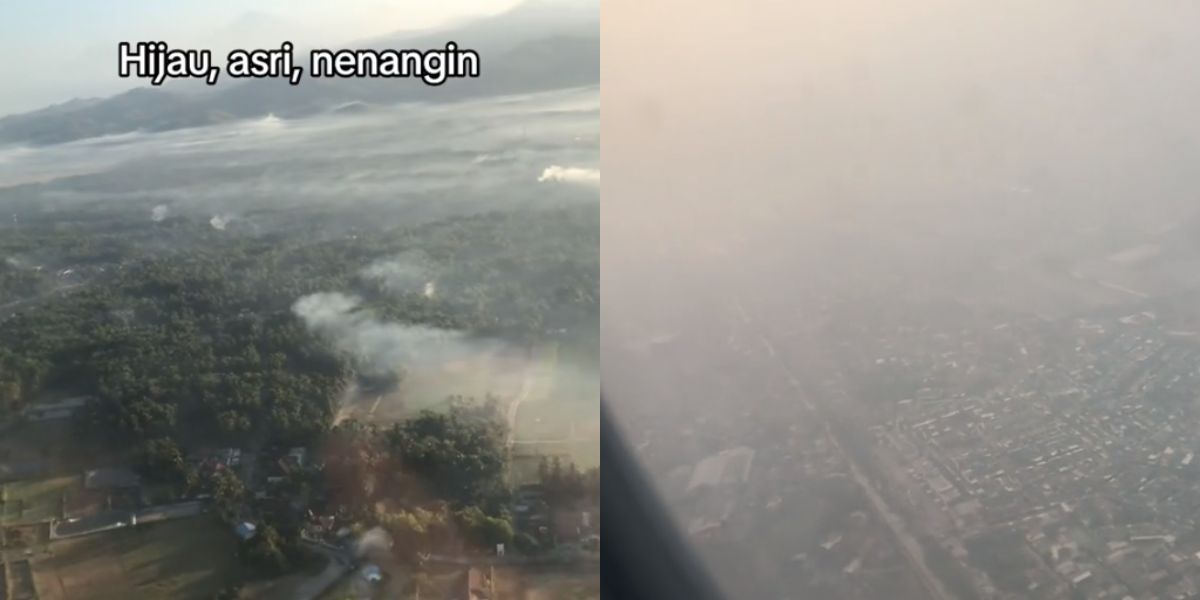 Momen Wanita Rekam Perbandingan Langit Jakarta dan Yogyakarta dari Pesawat, Tampak Jelas Polusi Tebal di Ibukota